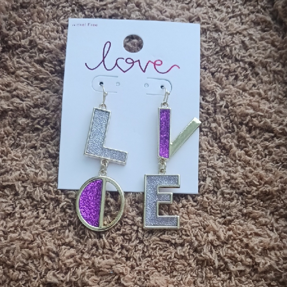 Nickel Free "Love" Hook On Earrings